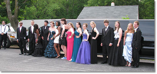 Going to the prom in a stretch limo